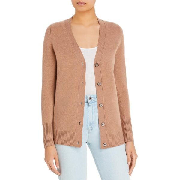 Private Label Womens Grandfather Cashmere Ribbed Trim Sweater - Image 2
