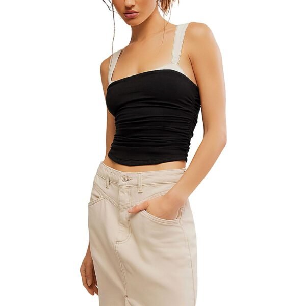Free People Womens 2 Tone Ruched Sleeveless Tank Top