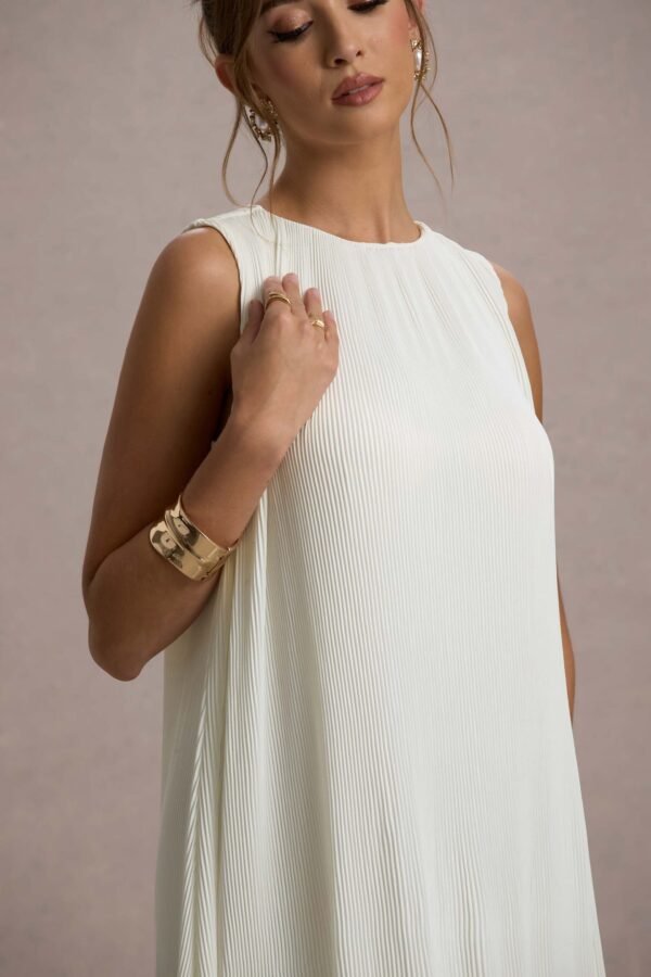 Hazelle | Cream Chiffon A-Line Ruffled Maxi Dress - Image 4