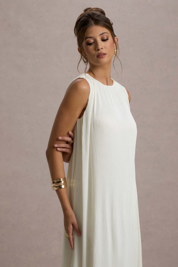 Hazelle | Cream Chiffon A-Line Ruffled Maxi Dress - Image 5