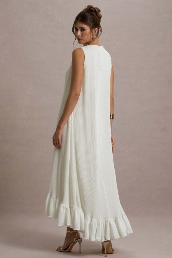 Hazelle | Cream Chiffon A-Line Ruffled Maxi Dress - Image 2