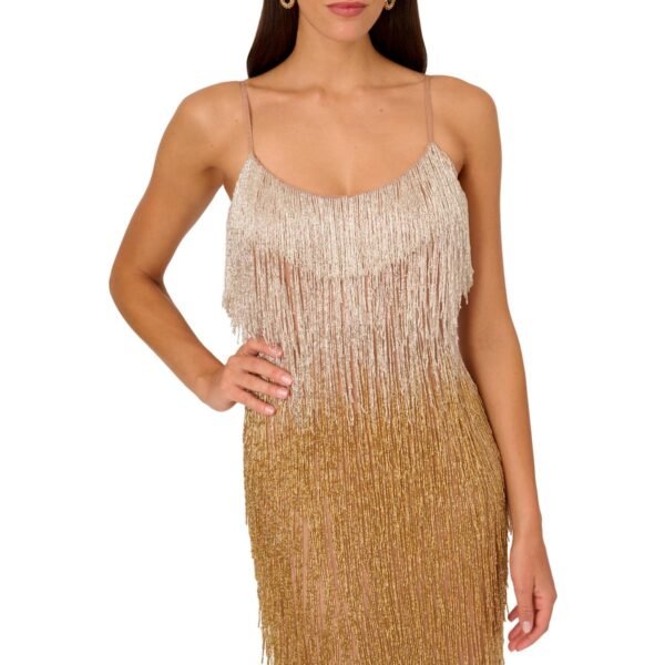 Liv Foster Womens Adjustable Straps Metallic Evening Dress - Image 2
