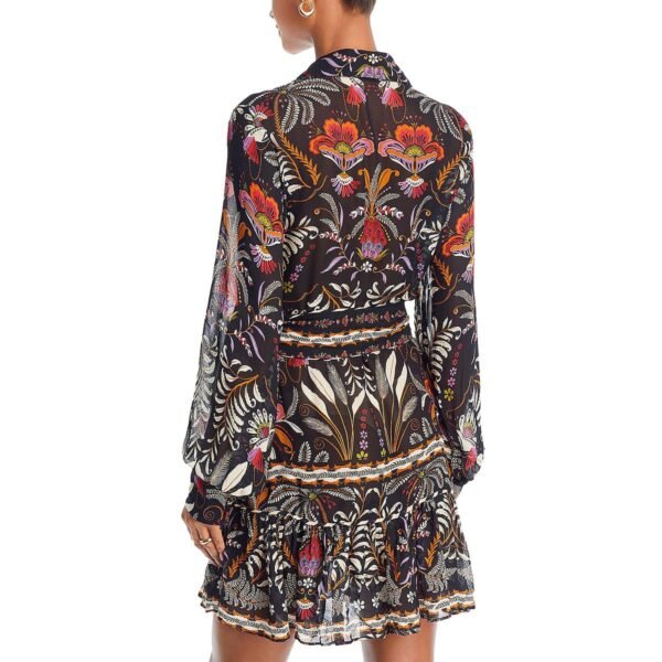 FARM Rio Womens Classic Garden Long Sleeve Button Down Mini Dress - Image 2