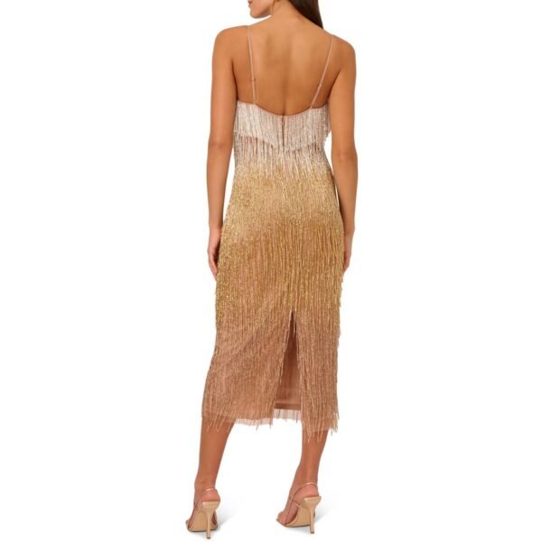 Liv Foster Womens Adjustable Straps Metallic Evening Dress - Image 3