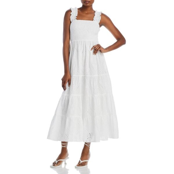 Lucy Paris Womens Eyelet Smocked Midi Dress - Image 2