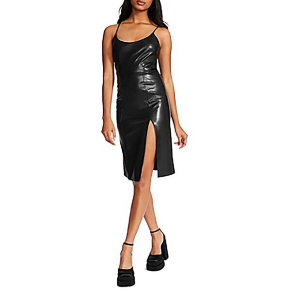 Steve Madden Womens Giselle Faux Leather Sleeveless Cocktail and Party Dress - Image 2