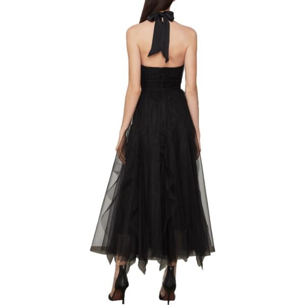 BCBG Max Azria Women's Tulle Tie-Neck Sleeveless A-Line Keyhole Gown - Image 3